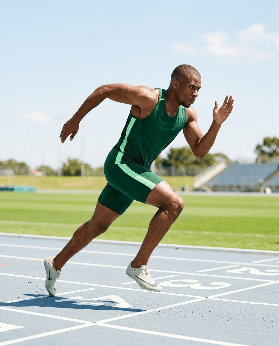 Athlete sprinting on a track
