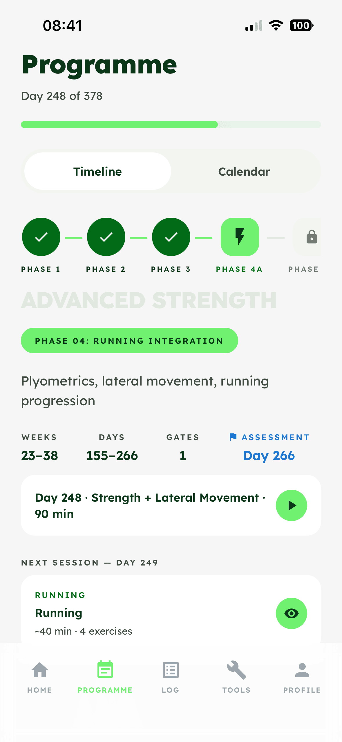 Screenshot: Log / Programme View