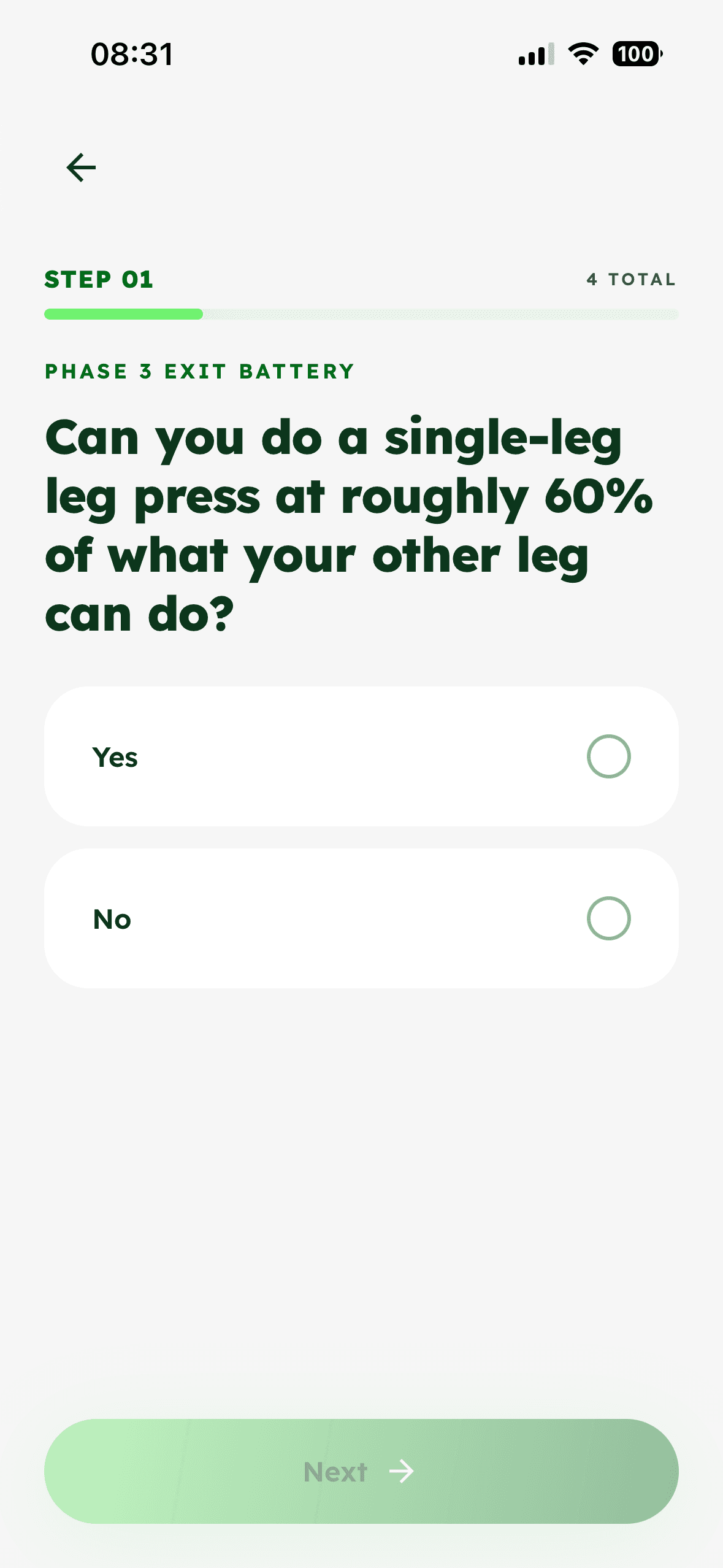 Screenshot: Missed Session / Home Screen